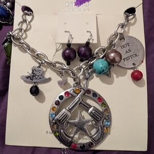 Silver Charm Necklace with Multicolor Accents